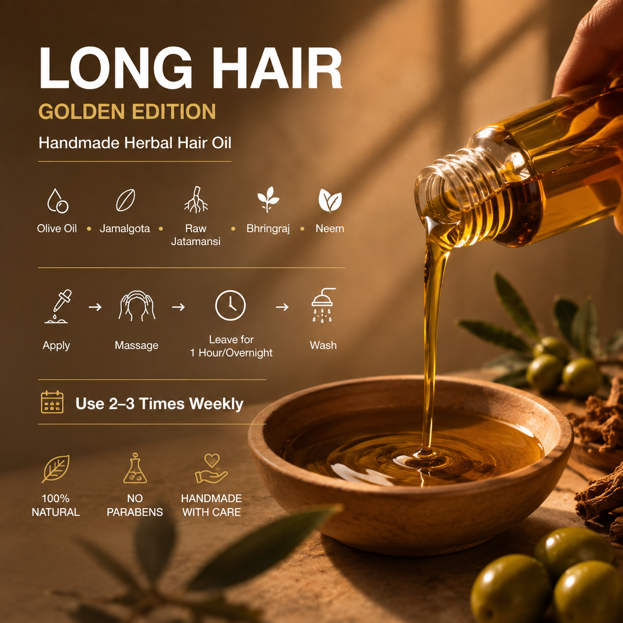 Long Hair Golden Edition - 3X Jamalgota Hair Oil