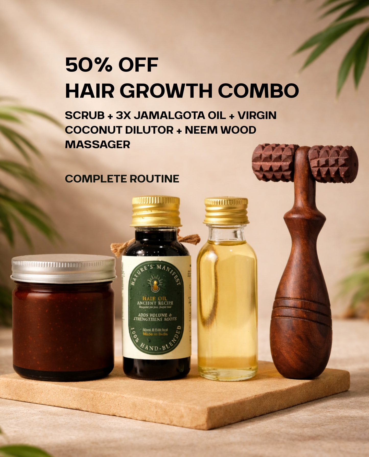 Hair Care Revival Combo – 3X Oil + Scrub + Coconut Oil + Massager